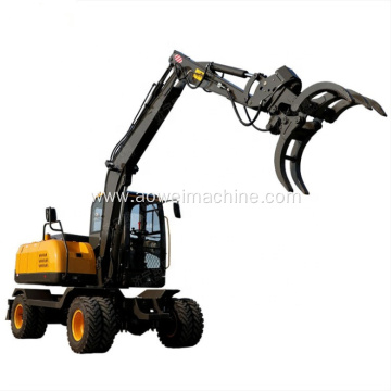 Hot Sell 7 ton 8 ton Construction Machines Wheel Excavator Digger with grapple hammer